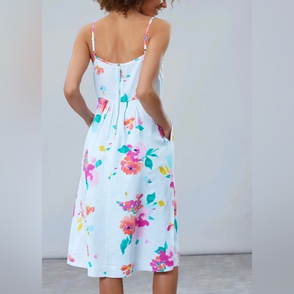 Joules ZOEY V NECK STRAPPY DRESS Aqua Stripe Rose Size US 8- NWT - Picture 7 of 10